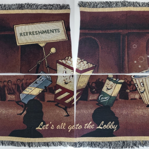 Vintage "Let's Go To The Lobby" Dancing Refreshments Throw Blanket - Picture 1 of 11